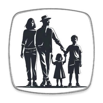 Famille de 4 - Logo Cool Silhouette - Magnet carré - blanc - Devant