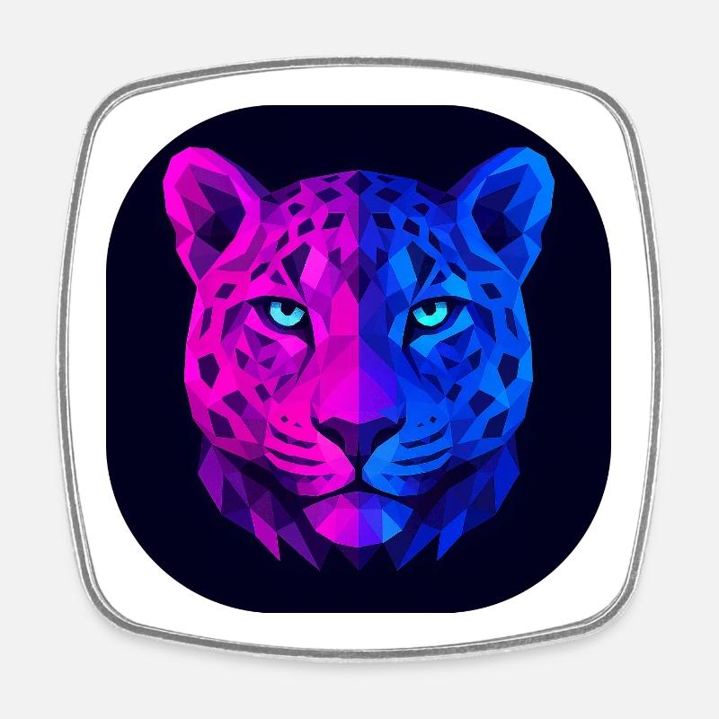 Neon Geometric Leopard - Square fridge magnet - white