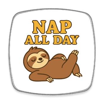 Faultier Nap All Day Lustiges Chill Design - Viereckiger Kühlschrankmagnet - Weiß - Vorne