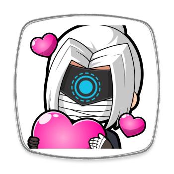 Cyber Ninja Herzliebe - Viereckiger Kühlschrankmagnet - Weiß - Vorne