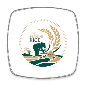 Thai Jasmine Rice Logo Organic - Viereckiger Kühlschrankmagnet - Weiß - Vorne