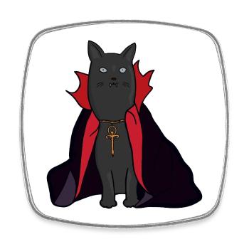 Mitternachts-Vampirkatze mit Umhang - Viereckiger Kühlschrankmagnet - Weiß - Vorne