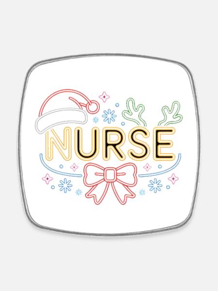 Happy Christmas Nurse - Square fridge magnet - white