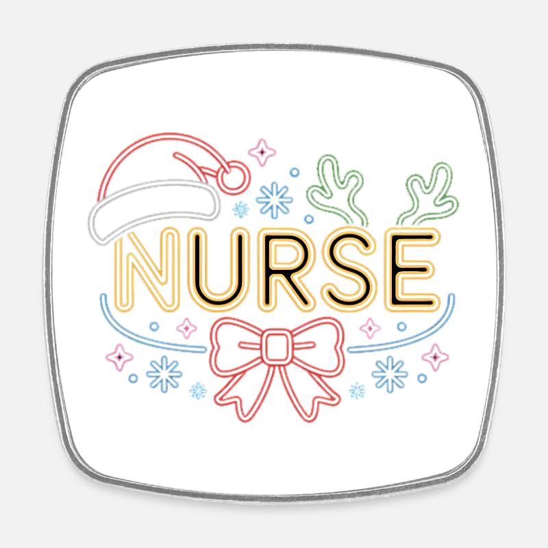 Joyeuse Infirmière de Noël - Magnet carré - blanc