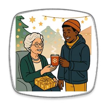 Grand-mère Karin avec son petit-fils - Magnet carré - blanc - Devant