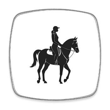 Pferd und Pferd - Cooles Silhouetten-Logo - Viereckiger Kühlschrankmagnet - Weiß - Vorne