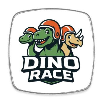 DinoRace Dinosaur Race Logo - Square fridge magnet - white - Front