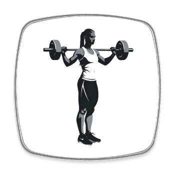 Weiblicher Bodybuilder - Cooles Silhouetten-Logo - Viereckiger Kühlschrankmagnet - Weiß - Vorne