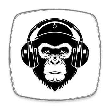 DJ Grooves Streetwear Urban Monkey Head Chemise - Magnet carré - blanc - Devant