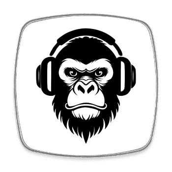 DJ Grooves Underground Rebellious Monkey Head Chemise - Magnet carré - blanc - Devant