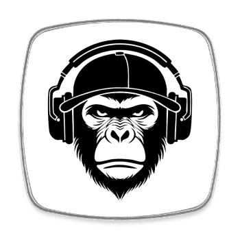 Graffiti Beat Edition Streetstyle Monkey Head Chemise - Magnet carré - blanc - Devant