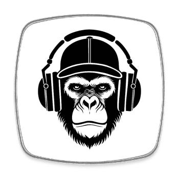 Lines Art Edition Minimal Monkey Head Shirt - Square fridge magnet - white - Front