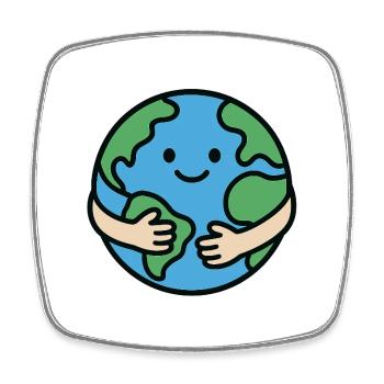 Aimez votre planète de dessin animé de la Terre - Magnet carré - blanc - Devant