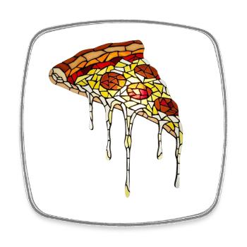 Pizza Mosaik: Künstlerisches Glasmalerei Design - Viereckiger Kühlschrankmagnet - Weiß - Vorne