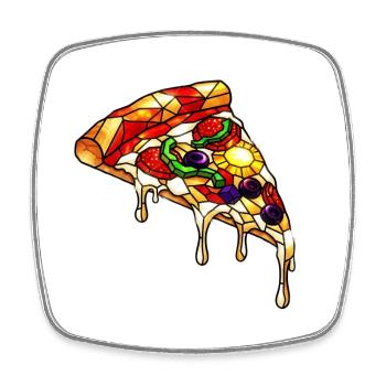 Bunte Pizza bunter mix: Alles Drauf im Comic-Stil - Viereckiger Kühlschrankmagnet - Weiß - Vorne