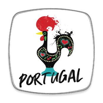 Coq de Barcelos symbole coloré du Portugal - Magnet carré - blanc - Devant