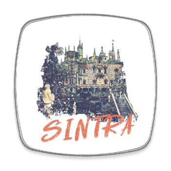 Palais de Regaleira Sintra lieu magique, Portugal - Magnet carré - blanc - Devant