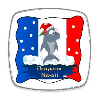 Joyeux Noël Requins France - Magnet carré - blanc - Devant