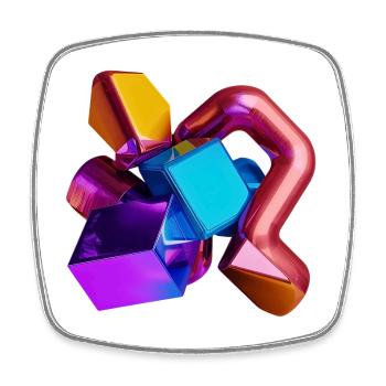 Abstrait 3D Géométrie Formes Coloré - Magnet carré - blanc - Devant