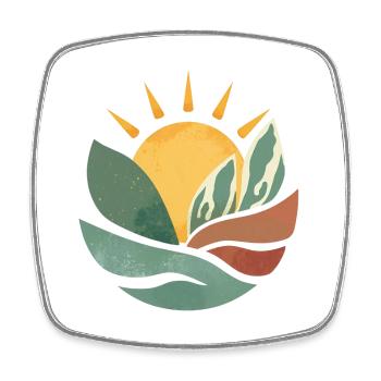 Paysage minimaliste avec lever de soleil - Magnet carré - blanc - Devant