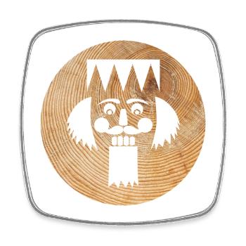 Casse-noisette Cercle en bois Figurine de l’Avent de Noël - Magnet carré - blanc - Devant