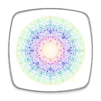 Rainbow Mandala Fusion - Square fridge magnet - white - Front