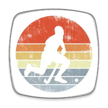 Field Hockey Player Drawing - Square fridge magnet - white - Front