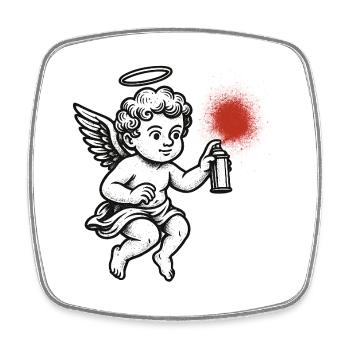 Angel Spray: Buntes Graffiti - Viereckiger Kühlschrankmagnet - Weiß - Vorne