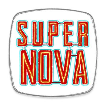 Super Nova Neon Schriftzug - Viereckiger Kühlschrankmagnet - Weiß - Vorne