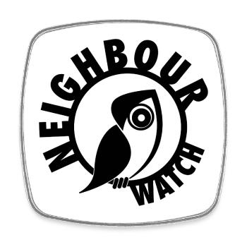Neighbour Watch – Urban Owl Surveillance Club - Viereckiger Kühlschrankmagnet - Weiß - Vorne