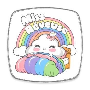 Miss Dreamer, Childhood Poetics and Imagination - Square fridge magnet - white - Front