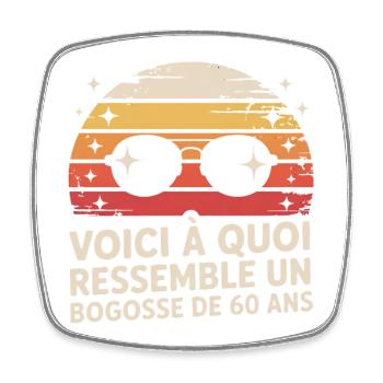Lunettes Vintage 60 Ans Fun - Magnet carré - blanc - Devant