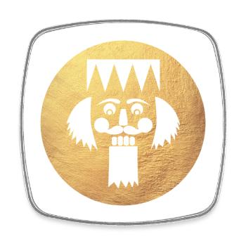Kreis Nussknacker Gold Weihnachten Xmas Deko - Viereckiger Kühlschrankmagnet - Weiß - Vorne