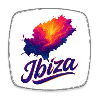 Ibiza Island Holiday Silhouette Summer Bachelor Party Gift - Square fridge magnet - white - Front