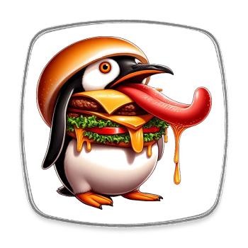 Funny Penguin Halloween Fast Food Cheeseburger - Square fridge magnet - white - Front