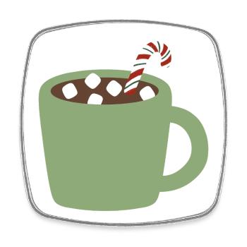 Mug Vert Cacao avec Canne de Noël - Magnet carré - blanc - Devant
