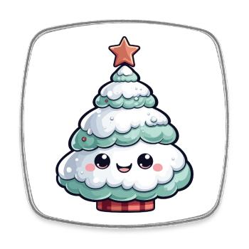 Étoile d’arbre enneigé pastel - Magnet carré - blanc - Devant