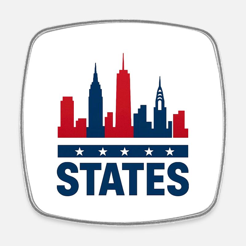 American Skyline Patriot - Square fridge magnet - white