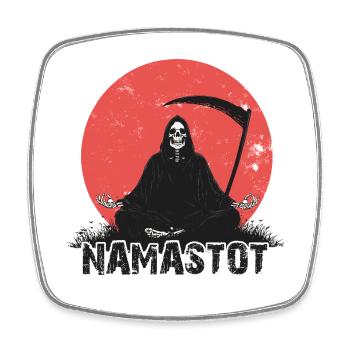 Grim Reaper macht Yoga – Lustiges Sensenmann Desig - Viereckiger Kühlschrankmagnet - Weiß - Vorne