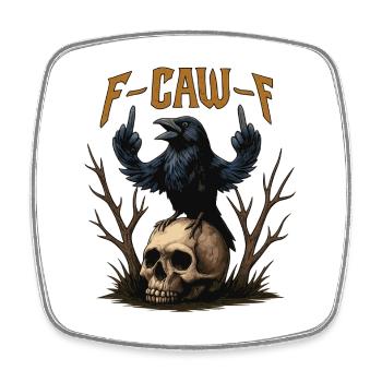 F Caw F Crow Halloween Shirt | Gothic Spooky Tee - Square fridge magnet - white - Front