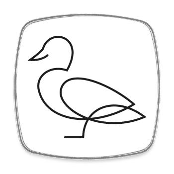 Ente Skizze – minimalistisches Tiermotiv - Viereckiger Kühlschrankmagnet - Weiß - Vorne