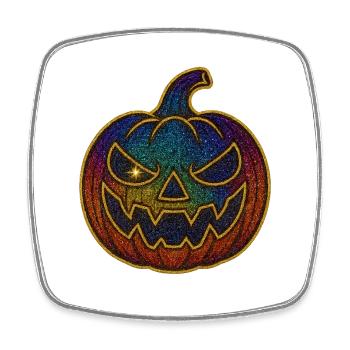 Glitzernder Regenbogen Kürbis zu Halloween - Viereckiger Kühlschrankmagnet - Weiß - Vorne
