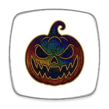 Glitzernder Regenbogen Kürbis zu Halloween - Viereckiger Kühlschrankmagnet - Weiß - Vorne