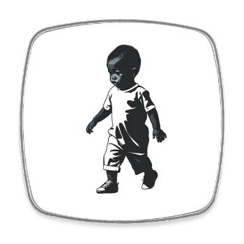 Baby - Cooles Silhouetten-Logo - Viereckiger Kühlschrankmagnet - Weiß - Vorne