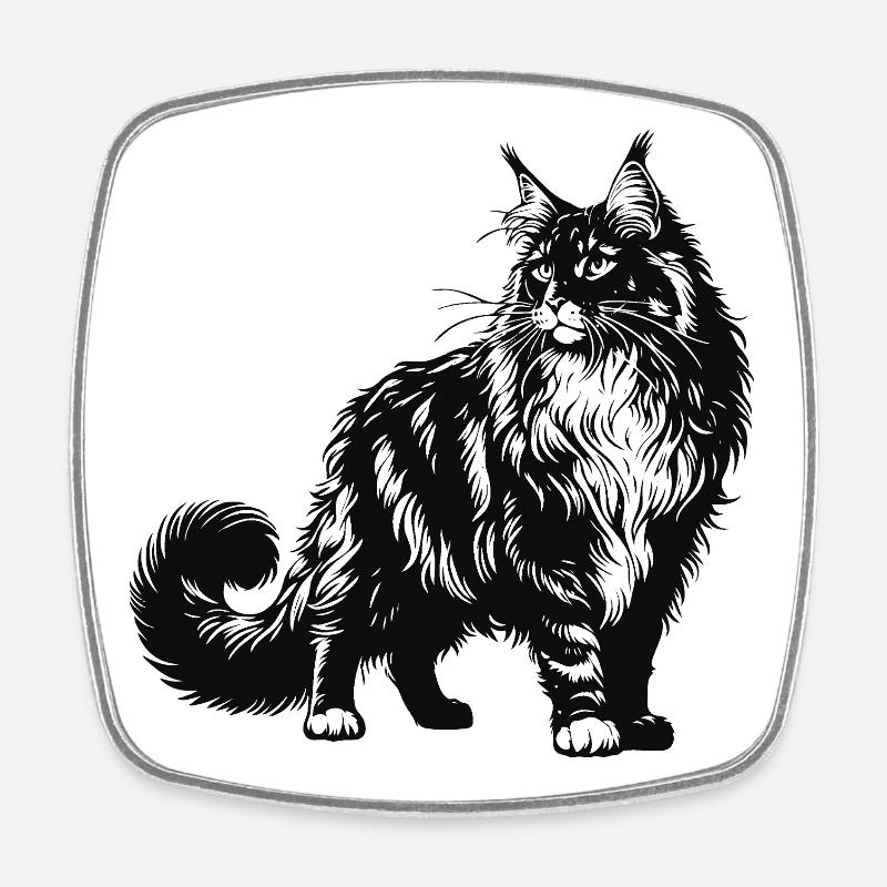 Maine Coon Design – Majestic and Imposing - Square fridge magnet - white