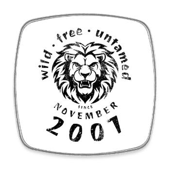 18. Geburtstag Sauvage, libre et indompté depuis 11/2007 - Magnet carré - blanc - Devant