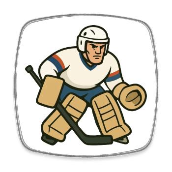 Retro Eishockey Torwart Cartoon - Square fridge magnet - white - Front