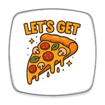 Drôle de tranche de pizza Mettons-nous au design - Magnet carré - blanc - Devant