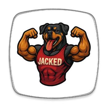 Muscle Dog Fitness Power Design - Square fridge magnet - white - Front