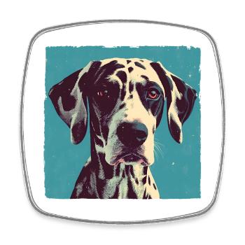 Dalmatian Portrait – Pop Art Vintage in Blue - Square fridge magnet - white - Front